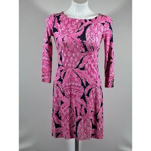 Lilly Pulitzer Dress XXS Pink Floral Shift Long Sleeve Resort Preppy
